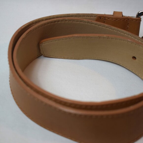 Michael Kors Women Medium Light Brown Leather Belt Silver Buckle 553811 - Picture 3 of 5